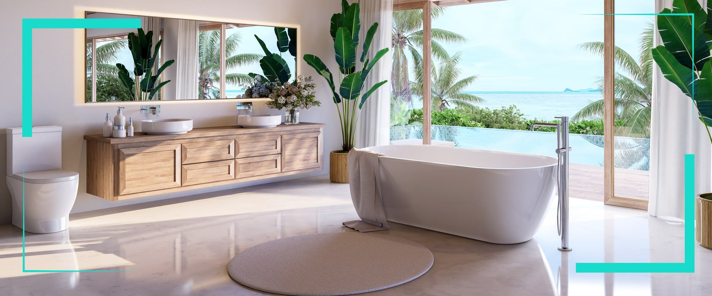 Realmax Interior projects banner showing a premium bathroom interior