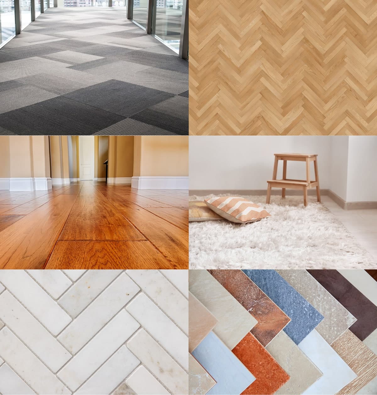 Realmax Interior flooring, timber, carpet and tile materials collage